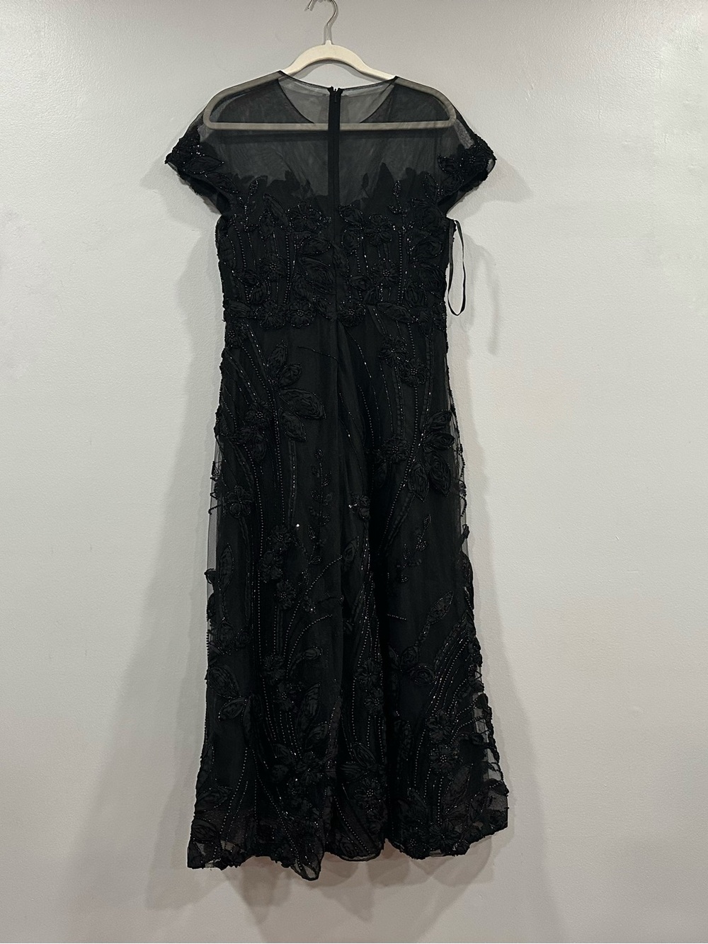 Mac Duggal 69003 Black Embellished Lace Illusion Cocktail Dress sz 10 - Picture 7 of 10